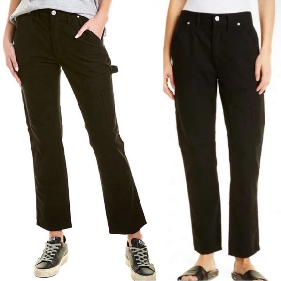 FRAME Denim Le Slouch Black Cargo Pocket Jeans in Washed Noir LSLUP864R Size - Picture 1 of 9